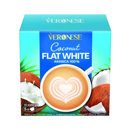 Veronese Coconut Flat White, для Dolce Gusto, 10 шт, уценка